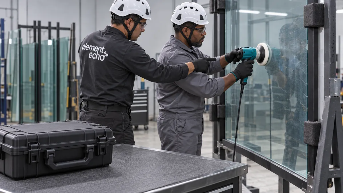Un técnico de Element Echo entrenando a un operario del cliente en el uso del sistema